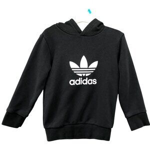 Adidas Kids 3T Trefoil‎ Logo Hoodie Black White Pullover Fleece Girls Boys